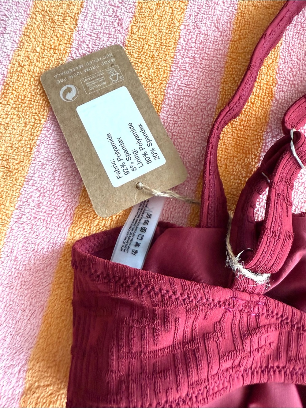 NWT 🍇 BERLOOK High-Waist textured Burgundy Bikini Set size L - Picture 7 of 11